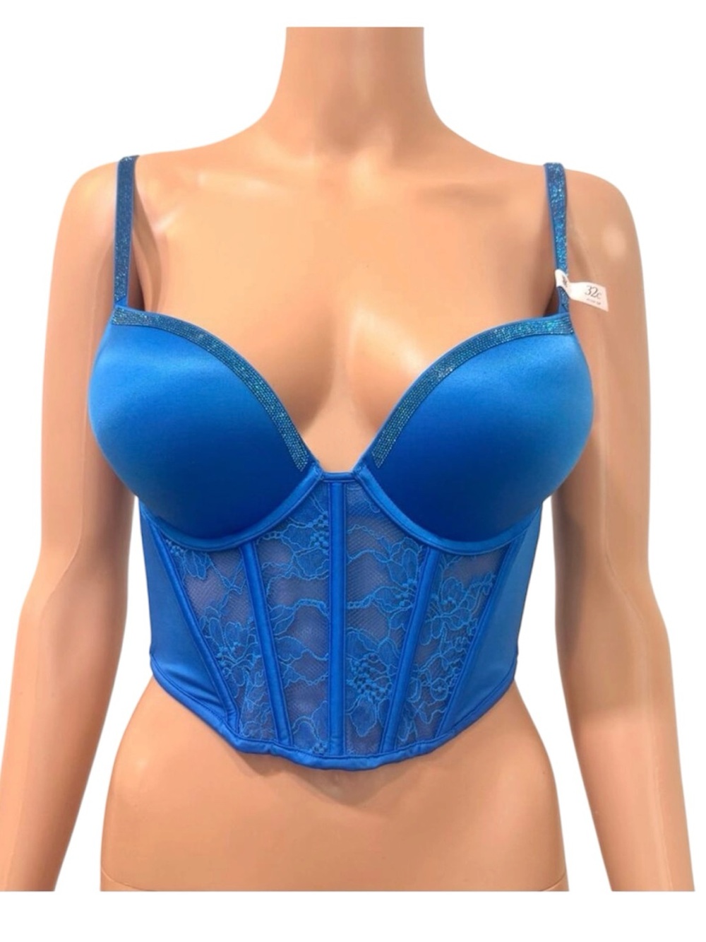 Victoria's Secret Bombshell 32C shine strap push up corset top BC 3226